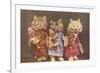 Dressed Kittens with Dolls-null-Framed Premium Giclee Print