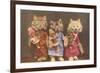 Dressed Kittens with Dolls-null-Framed Premium Giclee Print