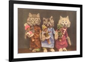 Dressed Kittens with Dolls-null-Framed Premium Giclee Print