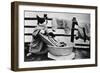 Dressed Up Cat Washing Clothes in Wash Tub-null-Framed Photographic Print