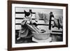 Dressed Up Cat Washing Clothes in Wash Tub-null-Framed Photographic Print