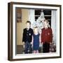 Dressed Up Siblings Stand by the Christmas Tree, Ca. 1965-null-Framed Photographic Print