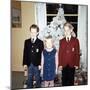 Dressed Up Siblings Stand by the Christmas Tree, Ca. 1965-null-Mounted Photographic Print