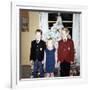 Dressed Up Siblings Stand by the Christmas Tree, Ca. 1965-null-Framed Photographic Print