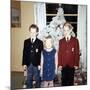 Dressed Up Siblings Stand by the Christmas Tree, Ca. 1965-null-Mounted Photographic Print