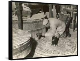 Dressing a Millstone at a Water Mill at Ewell Surrey-null-Framed Stretched Canvas