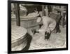 Dressing a Millstone at a Water Mill at Ewell Surrey-null-Framed Art Print