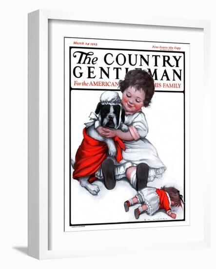 "Dressing Doggie," Country Gentleman Cover, March 24, 1923-Katherine R. Wireman-Framed Giclee Print