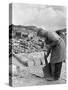 Dressing Slate at Trebarwith Slate Quarry, Cornwall, 1959-Michael Walters-Stretched Canvas