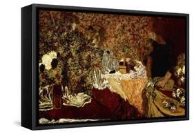 Dressing Table (in the flowers); Le Table de Toilette (Dans le Fleurs)-Edouard Vuillard-Framed Stretched Canvas