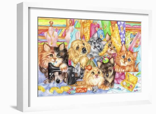 Dressmaker Kitties-Karen Middleton-Framed Giclee Print