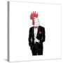 Dressy Rooster with Glass of Champagne-Olga_Angelloz-Stretched Canvas