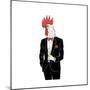 Dressy Rooster with Glass of Champagne-Olga_Angelloz-Mounted Premium Giclee Print