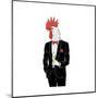 Dressy Rooster with Glass of Champagne-Olga_Angelloz-Mounted Art Print