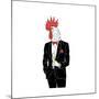 Dressy Rooster with Glass of Champagne-Olga_Angelloz-Mounted Art Print