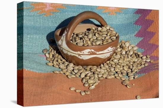 Dried Beans in a Pueblo Indian Pot-null-Stretched Canvas