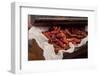 Dried Chilli Peppers on Paper in a Wooden Crate-Eising Studio - Food Photo and Video-Framed Photographic Print