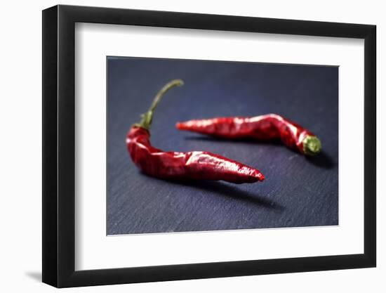 Dried Chillipods on Black Slate-Jana Ihle-Framed Photographic Print