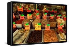 Dried Chinese Herbs, Mushrooms, and Spices in Front of a Grocery-Sabine Jacobs-Framed Stretched Canvas