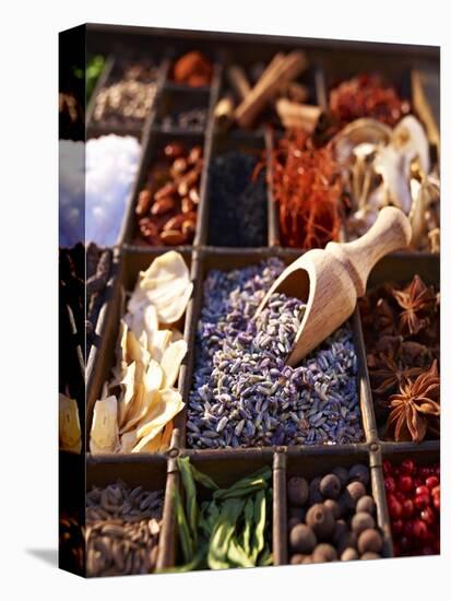 Dried Lavender Flowers with Various Spices in a Seedling Tray-Oliver Brachat-Stretched Canvas