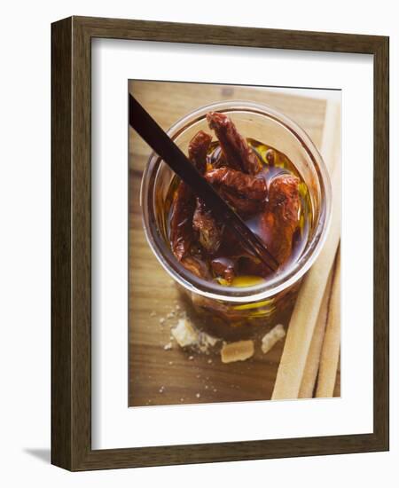 Dried Tomatoes in Oil, Grissini Beside Them-Eising Studio - Food Photo and Video-Framed Photographic Print