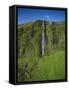 Drifandi Waterfall and Moss-Covered Cliff-null-Framed Stretched Canvas