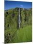 Drifandi Waterfall and Moss-Covered Cliff-null-Mounted Photographic Print