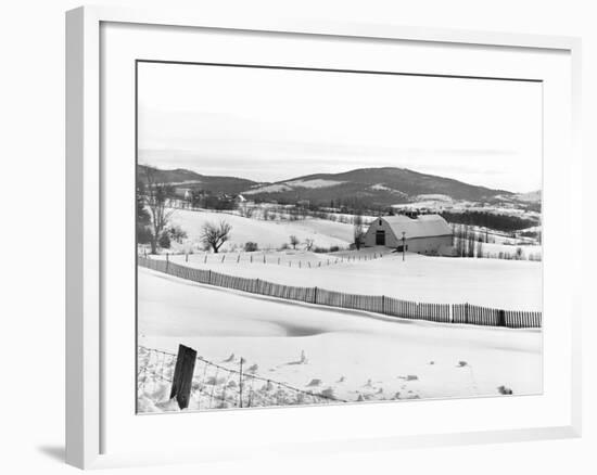 Drift Fence on Farmland-Marion Post Wolcott-Framed Photographic Print