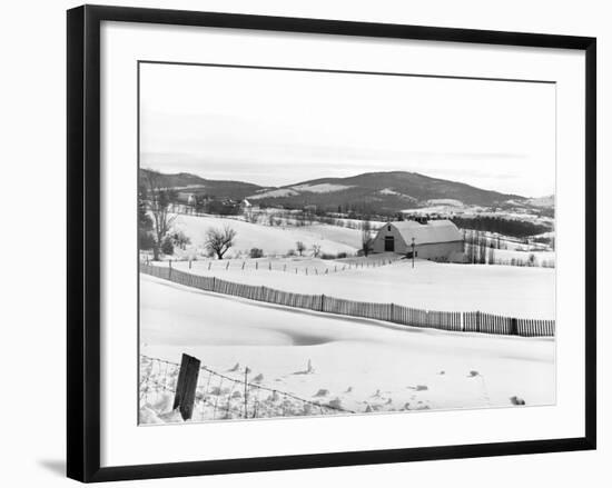 Drift Fence on Farmland-Marion Post Wolcott-Framed Photographic Print