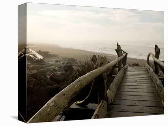 Driftwood Bridge Entrance from Trail, Kalaloch Beach, Olympic National Park, Washington, USA-Trish Drury-Stretched Canvas