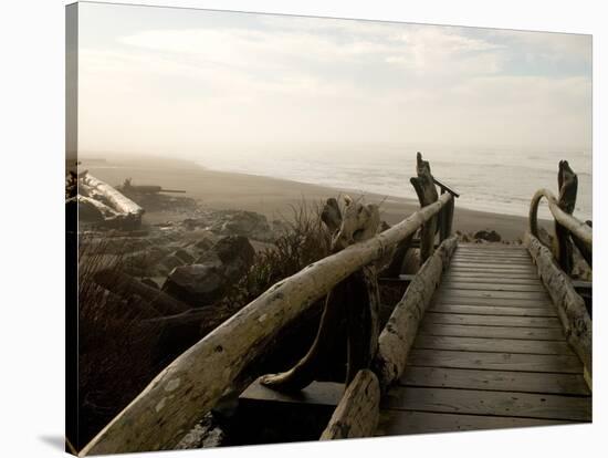 Driftwood Bridge Entrance from Trail, Kalaloch Beach, Olympic National Park, Washington, USA-Trish Drury-Stretched Canvas