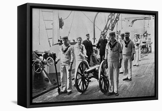 Drill with a Light Gun on Board HMS Camperdown, 1895-Gregory & Co-Framed Stretched Canvas