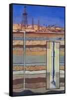Drilling an Oil Well - Boring by Turbine-null-Framed Stretched Canvas
