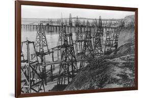 Drilling for Oil Along the Coast of Summerland, California-null-Framed Photographic Print