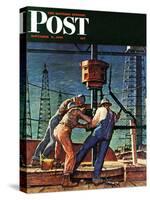 "Drilling for Oil," Saturday Evening Post Cover, November 9, 1946-Mead Schaeffer-Stretched Canvas