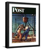 "Drilling for Oil," Saturday Evening Post Cover, November 9, 1946-Mead Schaeffer-Framed Giclee Print