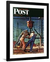 "Drilling for Oil," Saturday Evening Post Cover, November 9, 1946-Mead Schaeffer-Framed Giclee Print