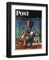 "Drilling for Oil," Saturday Evening Post Cover, November 9, 1946-Mead Schaeffer-Framed Giclee Print