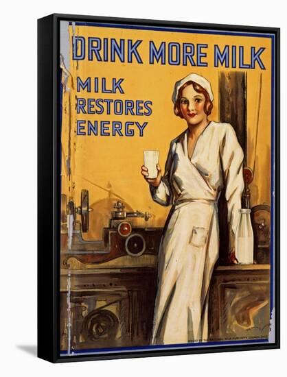 Drink More Milk Poster-null-Framed Stretched Canvas