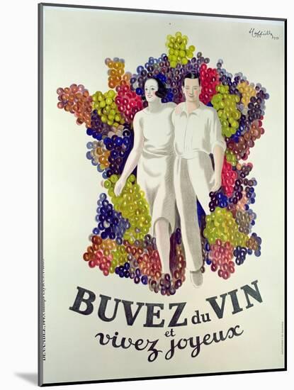 Drink Wine, Live Joyfully', Poster Promoting Wine, 1933-Leonetto Cappiello-Mounted Giclee Print