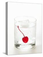 Drink with Ice Cubes and Cocktail Cherry-null-Stretched Canvas