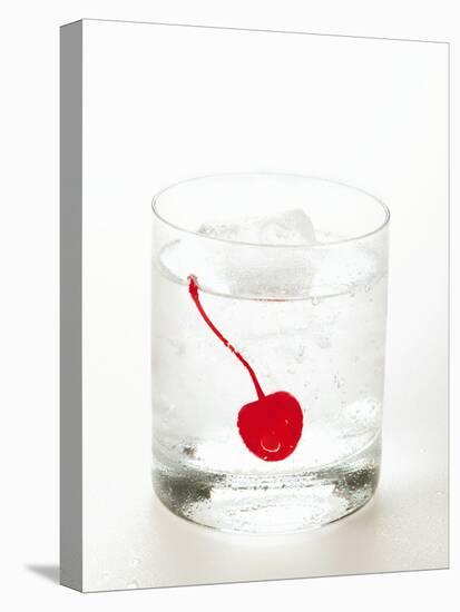 Drink with Ice Cubes and Cocktail Cherry-null-Stretched Canvas