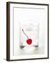 Drink with Ice Cubes and Cocktail Cherry-null-Framed Photographic Print