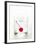 Drink with Ice Cubes and Cocktail Cherry-null-Framed Photographic Print