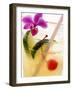 Drink with Lime, Ice, Cocktail Cherry and Orchid-Foodcollection-Framed Photographic Print