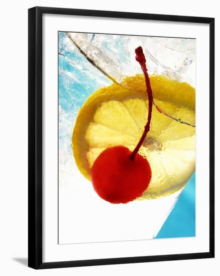 Drink with Slice of Lemon and Cocktail Cherry (Detail)-Foodcollection-Framed Photographic Print