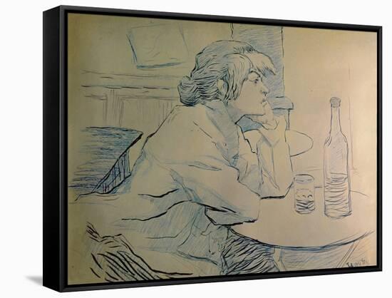 Drinker or a Hangover (French Painter Suzanne Valadon)-Henri de Toulouse-Lautrec-Framed Stretched Canvas