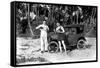 Drinking by a Car on the Beach-null-Framed Stretched Canvas