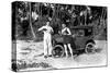 Drinking by a Car on the Beach-null-Stretched Canvas