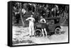 Drinking by a Car on the Beach-null-Framed Stretched Canvas